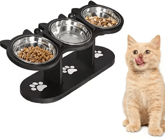 Inspire Curations WhiskerNest Elevated 3 Bowl Cat Feeding Station cat Bowls