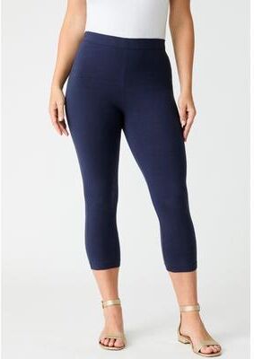 Plus Size Women's Plus Size Essential Stretch Capri Legging by Roaman's in Navy (Size 18/20) Activewear Workout Yoga Pants