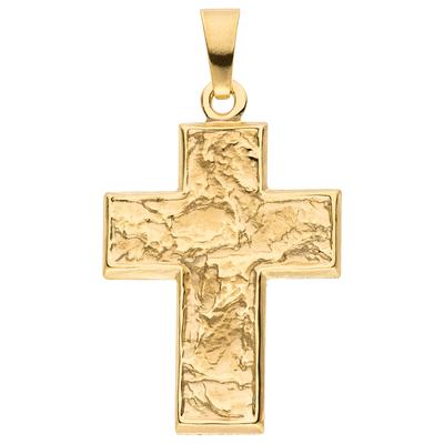 Kreuzanhänger JOBO "Anhänger Kreuz breit Goldkreuz 23 mm", gold (gelbgold 333), Schmuckanhänger, Damen, Gelbgold 333, 8 Karat 333 Gold