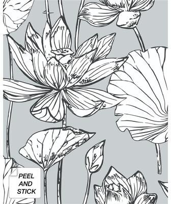 NextWall Lotus Floral Peel and Stick Wallpaper