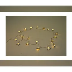 BURI Lichterkette 20 LEDs Weihnachtsdeko Stern Blüte Hochzeit Leuchtdeko Batterie Stern/Holz