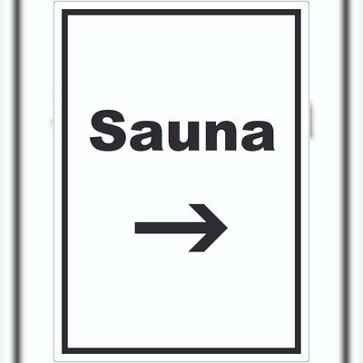 HB-Druck Sauna Aufkleber mit Text und Richtungspfeil rechts Erholung Entspannung hochkant A2 (420x594mm)