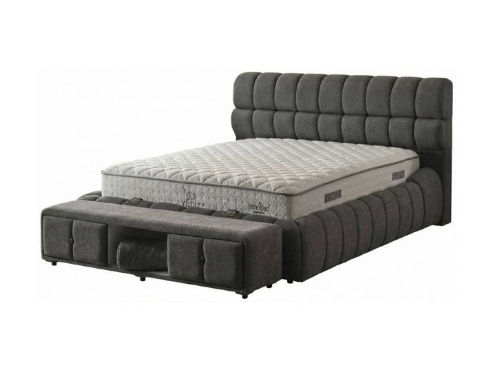 Villa Möbel Boxspringbett Yildiz (Bett-Set (mit Matratze), Liegefläche:180x200), Bett mit Stauraum und markantem Kopfteil für stilvolle Räume