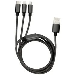 REV USB-Ladekabel 3 in 1 Ladekabel Kunststoff Grau Anthrazit