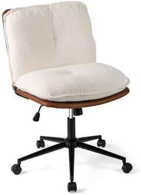 PU Leather Criss Cross Chair Armless Office Chair with Wheels - N/A
