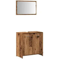 vidaXL Badschrank mit Spiegel Altholz-Optik Holzwerkstoff
