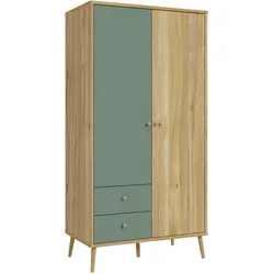 Kleiderschrank Whenua Grün/Eichefarben