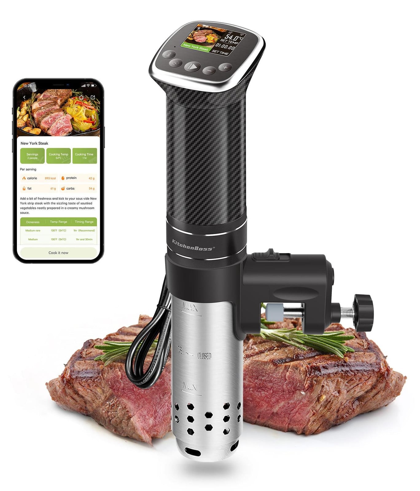 KitchenBoss Sous Vide Stoomgaren met WiFi en App-bediening voor Precisiekoken