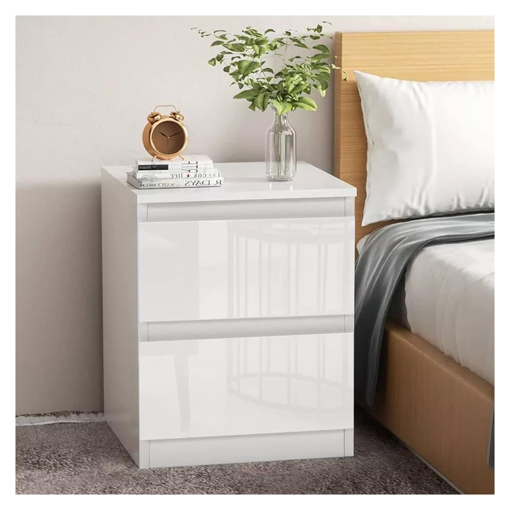 HTI-Living Nachtschrank Kenji Hochglanz Weiß