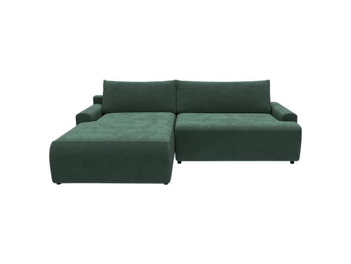 Eckschlafsofa, Dunkelgrün, 253x167 cm, Textil, 4-Sitzer & Bettkasten, Modern