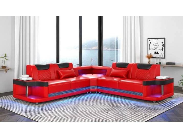 Xlmoebel Ecksofa Design Esk Ecksofa aus Kunstleder in modernem Stil, Ecksofa 1 Teile, Hergestellt in Europa