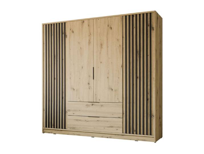 Lookway Kleiderschrank NELA 4D 206 cm Vier­türiger Schrank mit Lamellen 206/200/51 cm