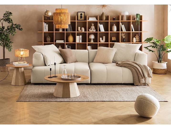 Canapé XXL Beige/Beige Tissu Saia 272 x 70 x 126cm Moderne
