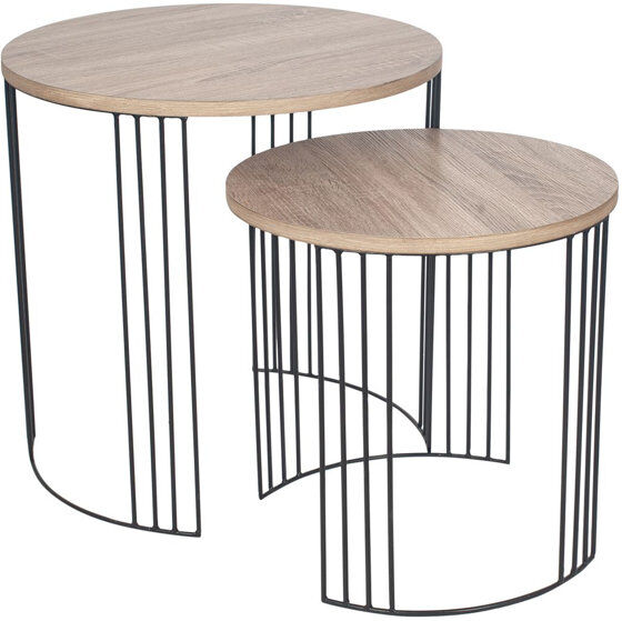 Latitude Run Himelman Sled Round Side Table Grey;Brown 55cm H X 55cm W X 55cm D