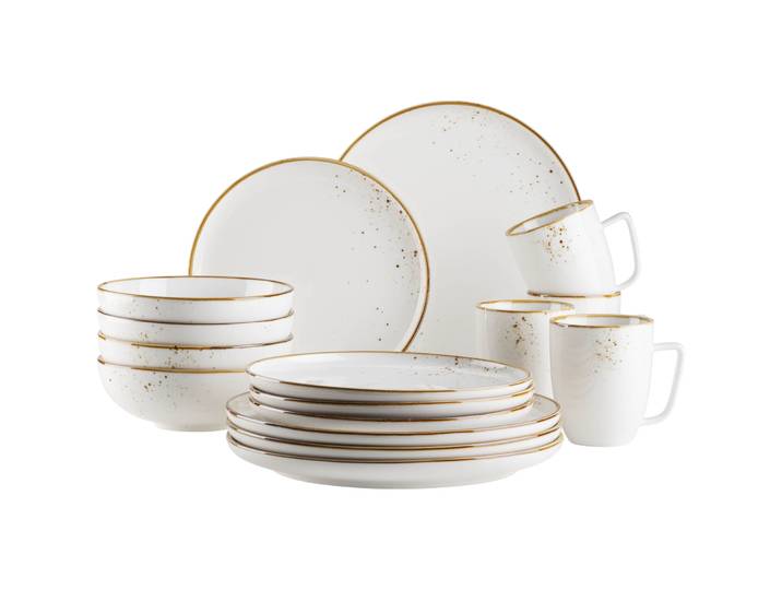 MÄSER Geschirr-Set Pintar weiss/braun Porzellan 16 Stk - Geschirr-Set
