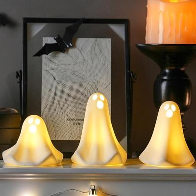 Multisell Products Hub Creative Halloween LED Ghost Decor, Luminous Glowing Ghost Ornament, Handmade Desktop Decoration Creative Halloween LED Ghost Decor, Luminous Glowing Ghost Ornament, Handmade Desktop Decoration