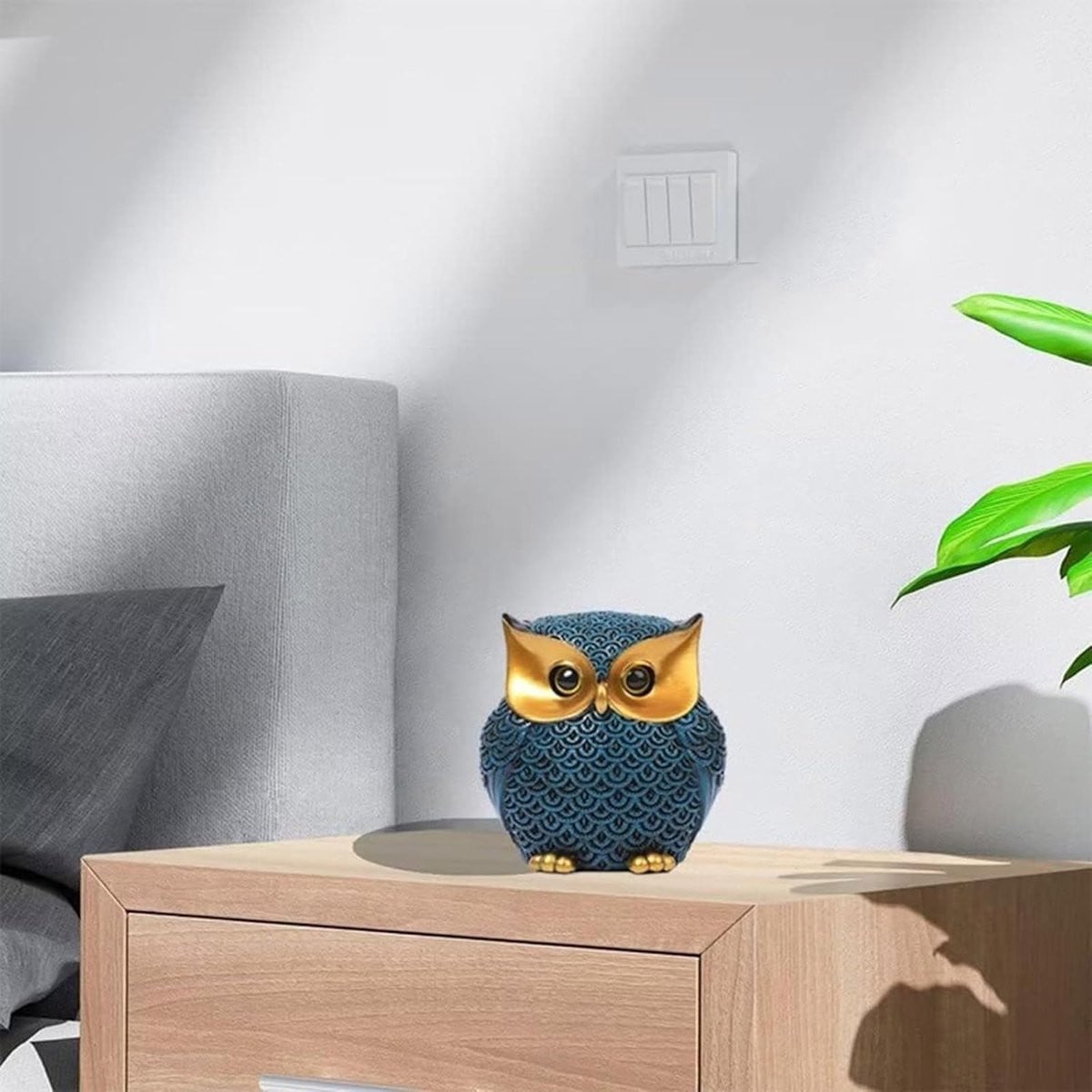 Handgemaakt meerkleurig uil beeldje voor huisdecoratie