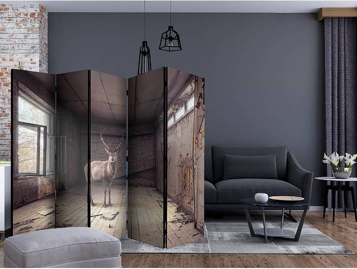 Paravent Lost 1 côté Intissé sur bois massif Marron 225 x 172 x 3cm