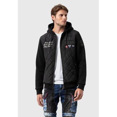 Allwetterjacke CIPO & BAXX "Jacke", Herren, Gr. L, schwarz, Stoff, 100% Polyester, unifarben, regular fit normal, Jacken, mit Stickereien