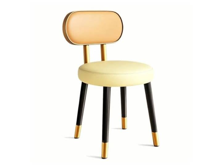 FCZVWPR Moderner Schminkstuhl, Runder Esszimmerstuhl Mit Rückenlehne Runder Gepolsterter Make-up-Stuhl, Esszimmerstuhl, For Schlafzimmer, Kommode, Küche(Orange+White)