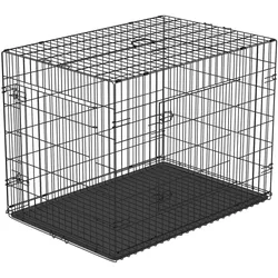 PawHut Hundekäfig Transportkäfig Drahtkäfig mit Gitter Schwarz 76 x 46 x 52 cm