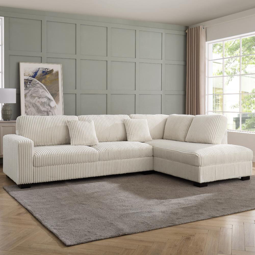 Brayden Studio Tristan Corner Sofa Cream Teddy 91cm H X 308cm W X 207cm D