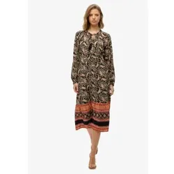 Superdry für Damen. W8011887A Schwarzes bedrucktes Midikleid (XS), Lässig, Langarm, Bio-Baumwolle, Nachhaltig