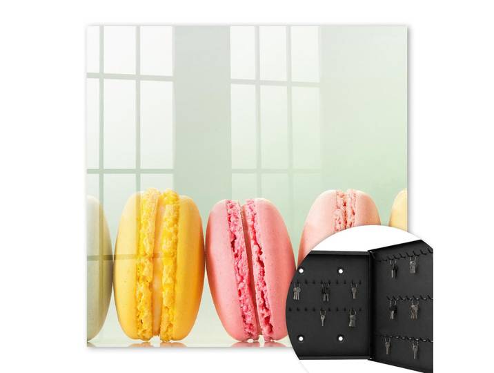 Tulup Schlüsselbox Schwarz 30x30 cm- Türöffnung nach rechts - Farbenfrohe Köstlichkeiten, Grün, Metall, Vintage, Rechteckig, 30x30x5 cm, Garderobe, Schlüsselkästen & Schlüsselboards
