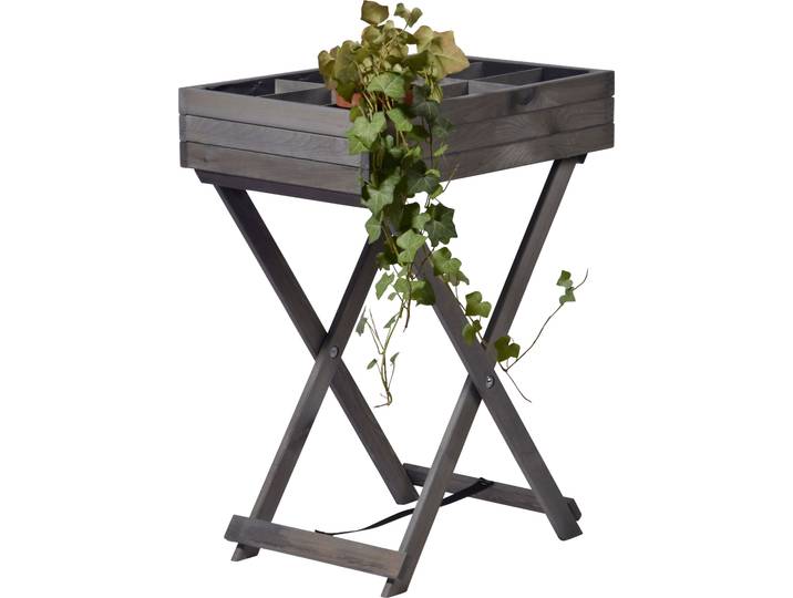 Anzuchttopf DOBAR, grau (anthrazit), B:38cm H:75cm T:58cm, Holzwerkstoff, Pflanzgefäße, Anzuchttopf, klappbarer Kräutertisch, Kiefer, grau
