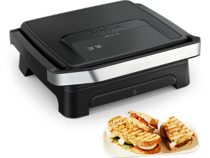 Tefal Inicio Classic GC2718 Paninimaker & Contactgrill - Geschikt voor panini's en meer - Anti-aanbakplaten - Vet opvangbak - Verticaal Opbergen - 1500W - Zwart