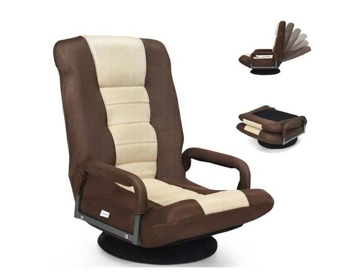 RELAX4LIFE Fauteuil Pivotante à 360° Pliante avec Accoudoirs Chaise Rembourrée Inclinable en 6 Positions pour