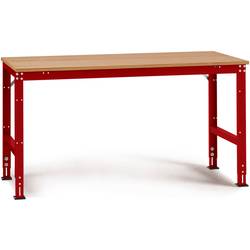 Manuflex AU4015.3003 Universal Arbeits-Grundtisch UNIVERSAL Standard mit Multiplexplatte, BxTxH = 1000 x 800 x 760-870 mm Rubin-Rot