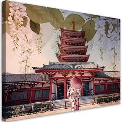 WANDBILD japanische geisha und tempel