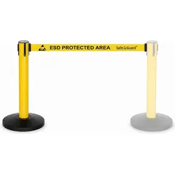 Safeguard, Absperrung, Gurtabsperrpfosten mit 5m Gurtband "ESD PROTECTED AREA", gelb, 96 cm