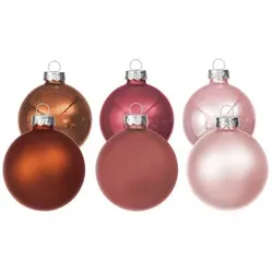 Weihnachtskugeln aus Glas, altrosa, rosa, kupfer, 3 cm Ø, 12 Stück