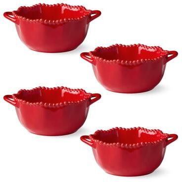 "Certified International Perlette Red Set of 4 Soup Crocks - 7.75"" L x 6.5"" W x 3"" H"