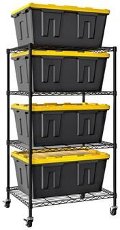 Seville Classics UltraDurable® 4-Tier NSF-Certified Steel Tote Shelving