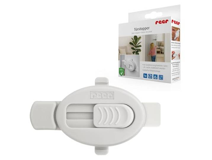 reer Türstopper Baby selbstklebend, Fingerklemmschutz, deaktivierbar, Weiß