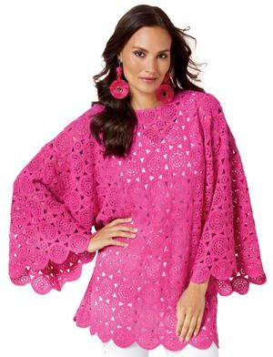 Masseys Crochet Tunic (Size Small) Hot Pink, Cotton