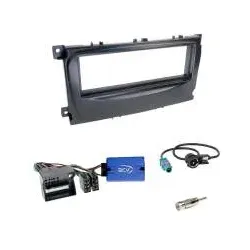 Ford Mondeo / S-Max 2007 - 2014 mit Quadlock Einbauset 2-DIN Radioblende schw...