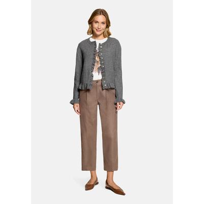 Strickjacke CARTOON "Damen mit Rüschen", Damen, Gr. 34, grau, Obermaterial: 57% Polyester, 17% Polyacryl, 16% Baumwolle, 6% Elasthan, 4% Wolle, relaxed fit normal, Rundhals, Strickjacken Strickjacke