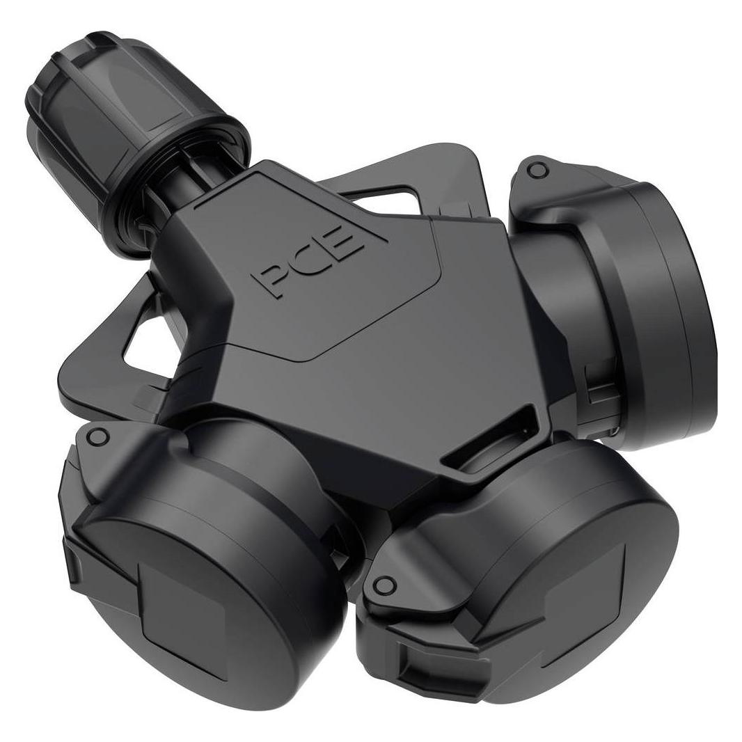 PCE PC Electric 253822-ss 3fach-Kupplung Vollgummi 250 V Schwarz IP54 (253822-ss)