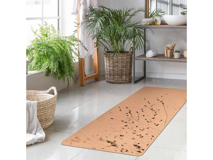 Läufer/Yogamatte Zarte Gräser 183 x 61cm Schwarz/Weiß