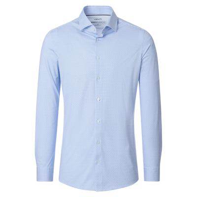 Businesshemd VENTI "VENTI Businesshemd Langarm Print", Herren, Gr. 43, Normalgrößen, blau (100 blau), 90% Baumwolle, 10% Elasthan, bedruckt, comfort fit, Hemden