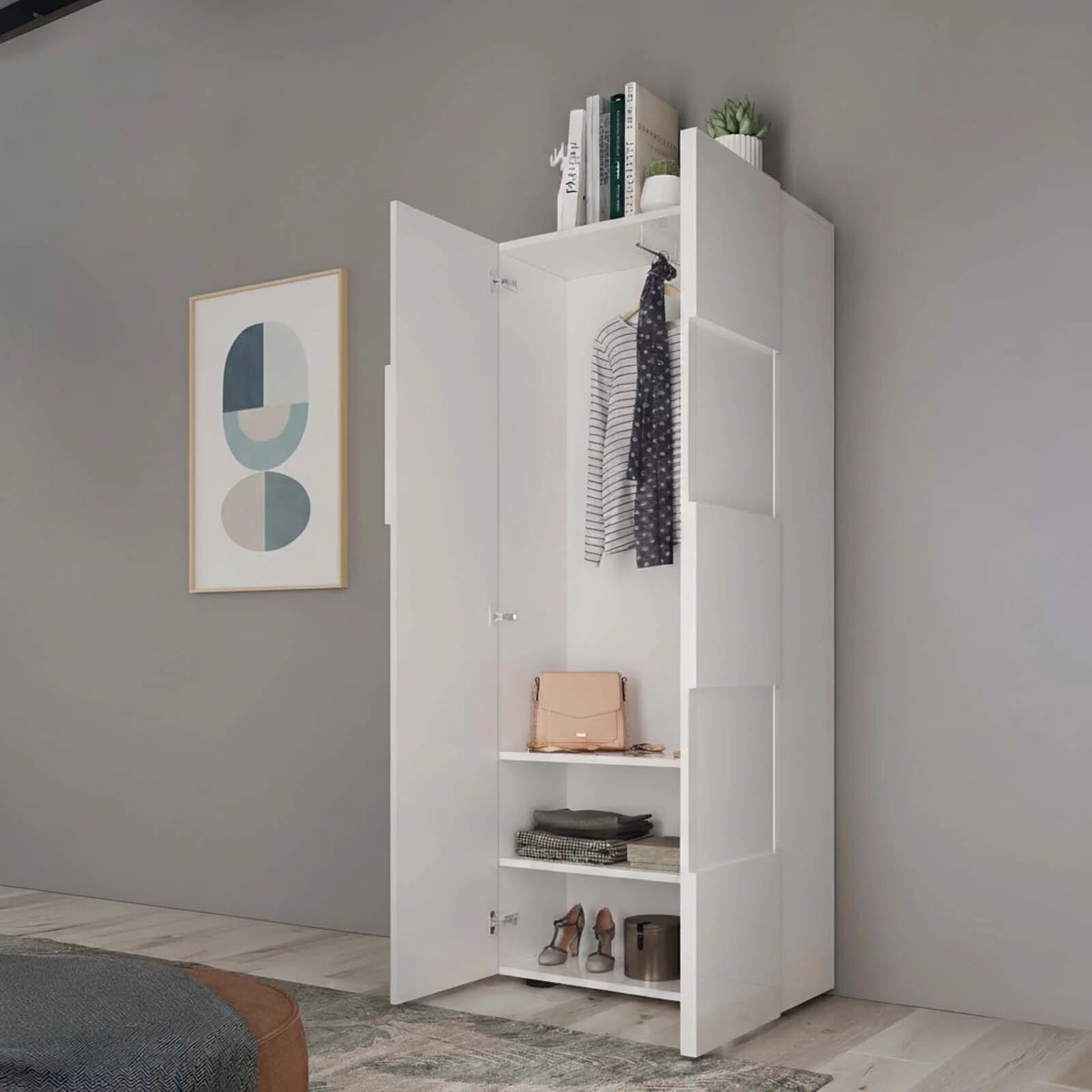 garneroarredamenti Mobile multiuso 78x183h cm 2 ante bianco lucido Obsession