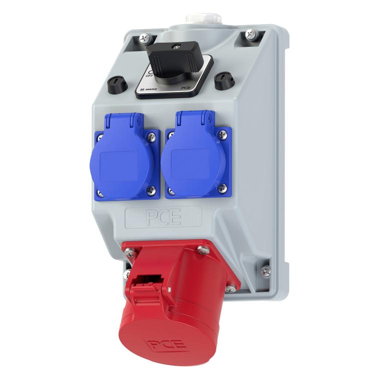 PCE PC Electric 160825521 Steckdosen-Verteiler Grau, Blau, Rot (CEE 16/3) (160825521)