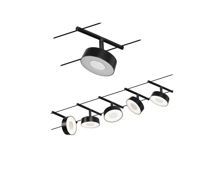 Paulmann Circle LED-Seilsystem 5fl. schwarz matt, schwarz, für Flurbereich, Metall, Modern
