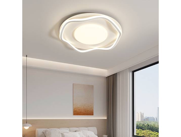 Plafonnier LED blanc de Style Simple, rond crème, éclairage d'intérieur pour chambre à coucher, salon, balcon, lampe à vent, décoration intérieure de la maison