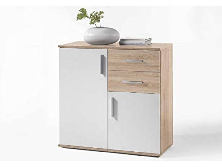 AVANTI TRENDSTORE - Kommode aus Sonoma / weiß, ca. 80x82x35cm