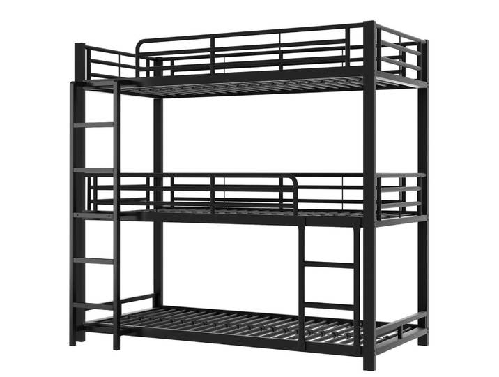 Oxeza Etagenbett 90/200 cm Schwarz Etagenbett mit Leiter, Metall, Mode, Rechteckig, 90x200 cm, Babymöbel & Kindermöbel, Kinderzimmer & Jugendzimmer, Stockbetten